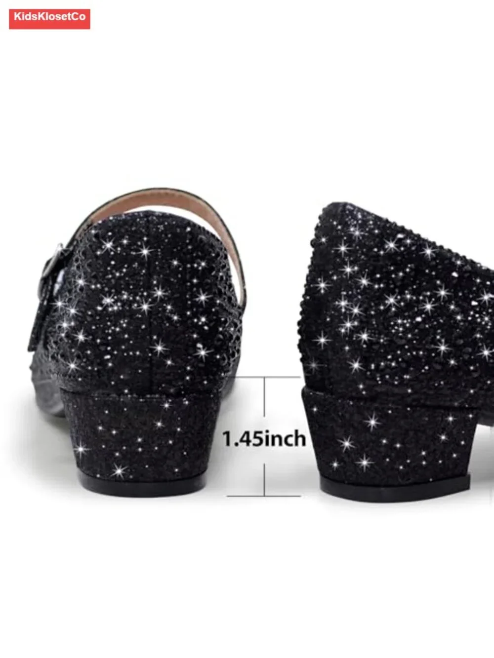 Girls Mary Jane Flats Low Heel Princess Flower Wedding Glitter Dress Shoes